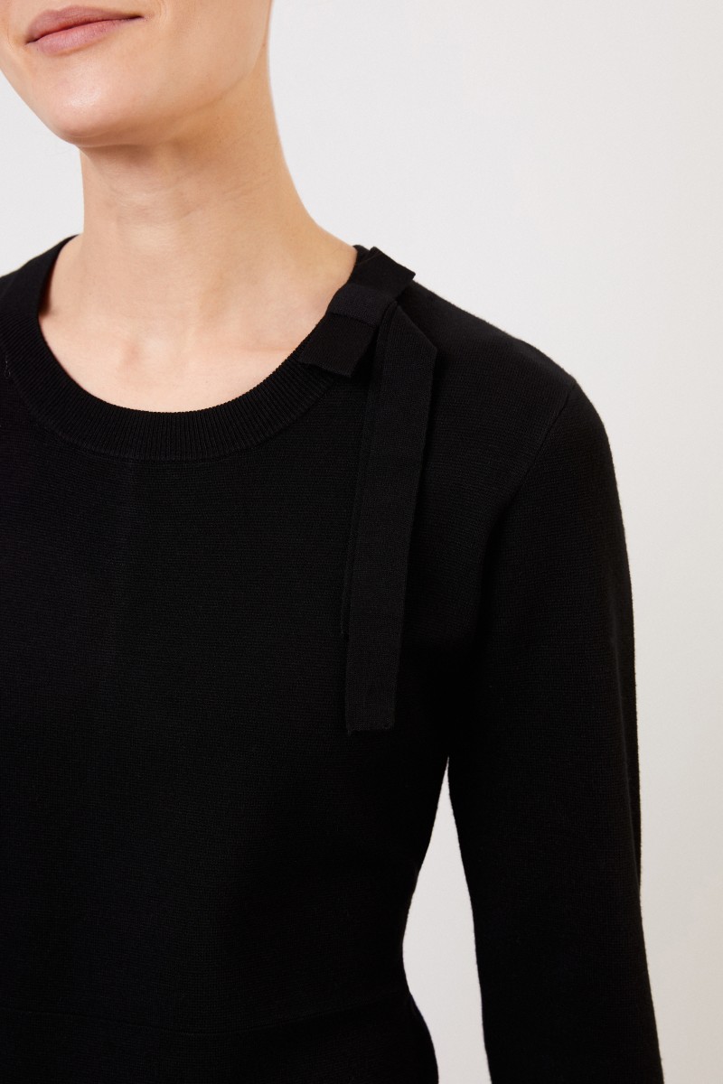 Midi-Strickkleid mit Schleifen-Detail Schwarz