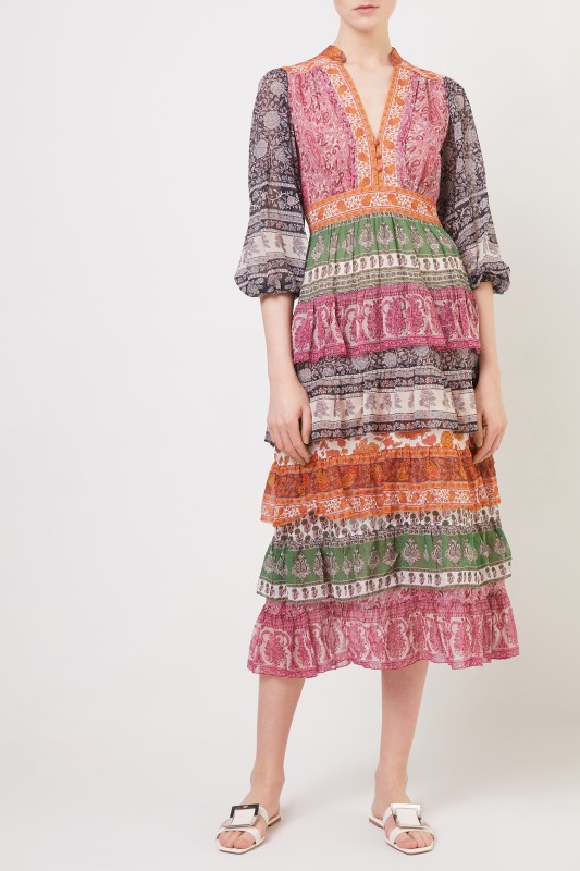 Zimmermann Baumwoll-Seiden-Kleid mit Print Multi
