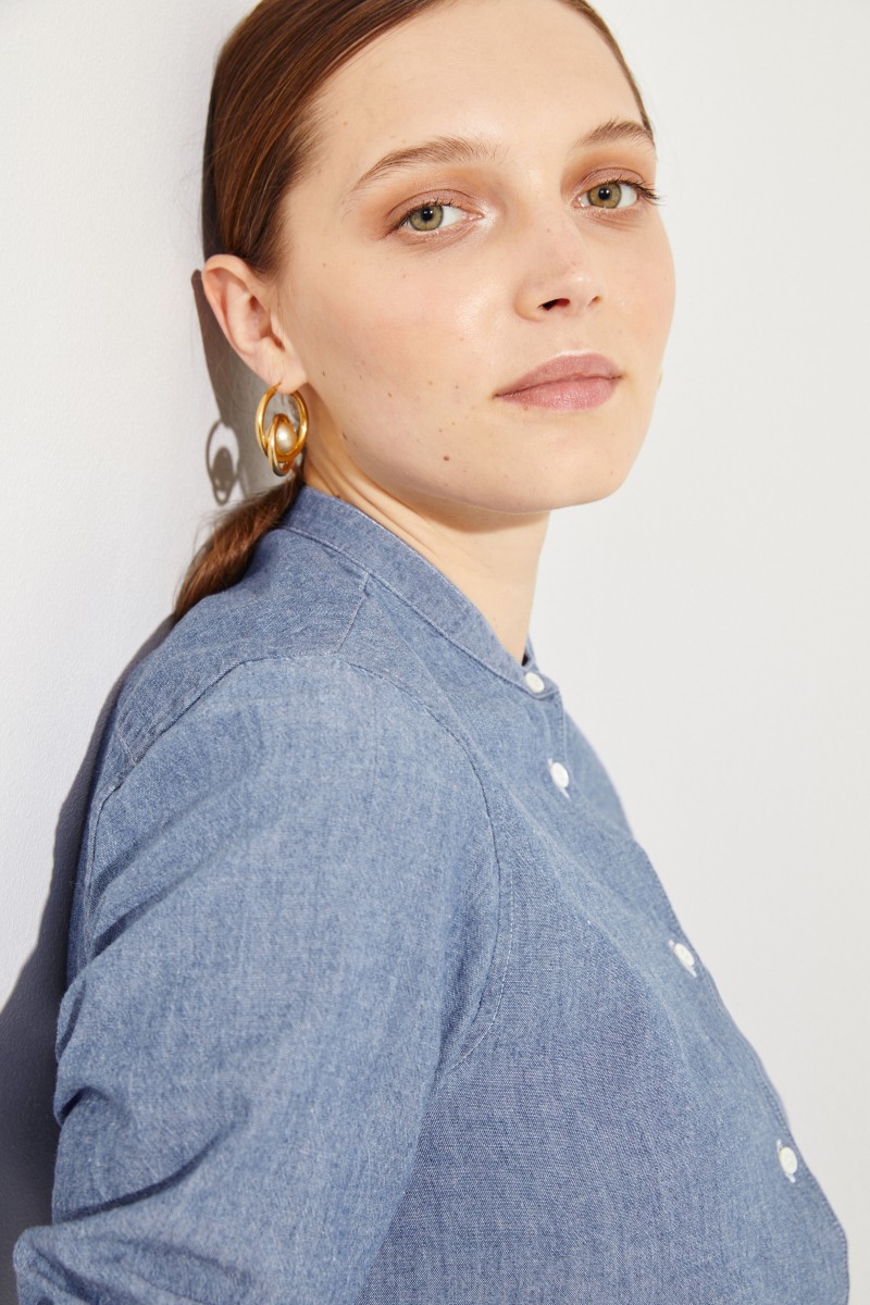 Baumwoll-Bluse Blau
