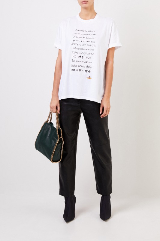 Stella McCartney T-Shirt mit frontaler Applikation Weiß