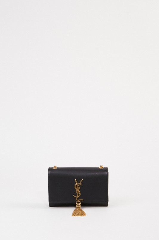 Umhängetasche 'Kate' mit Quastendetail Schwarz/Gold