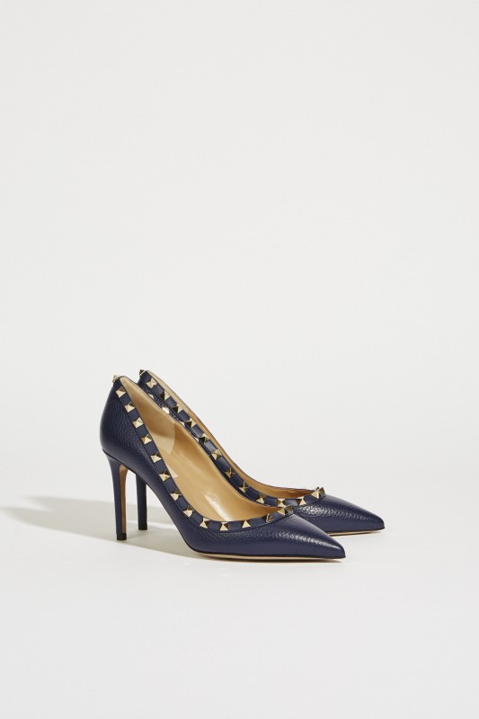 Nietenbesetzte Pumps 'Rockstud' Marineblau