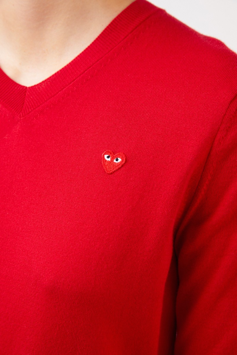 Comme des Garcons Play Woll-Pullover mit Herz-Emblem Rot