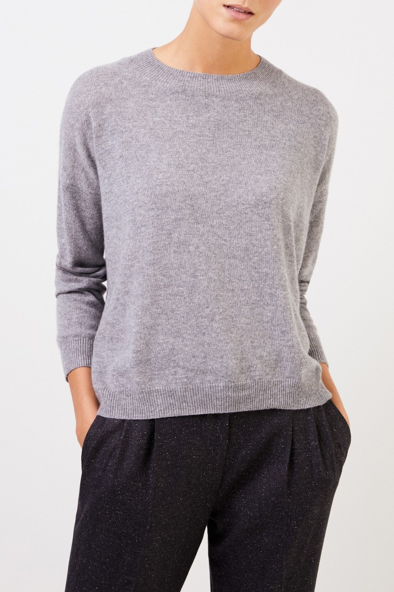 Iris von Arnim Cashmere-Pullover 'Calanna' mit Rundhals Grau