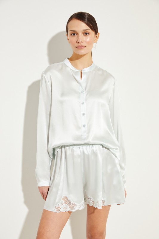 Seiden-Bluse mit Glanz Mint