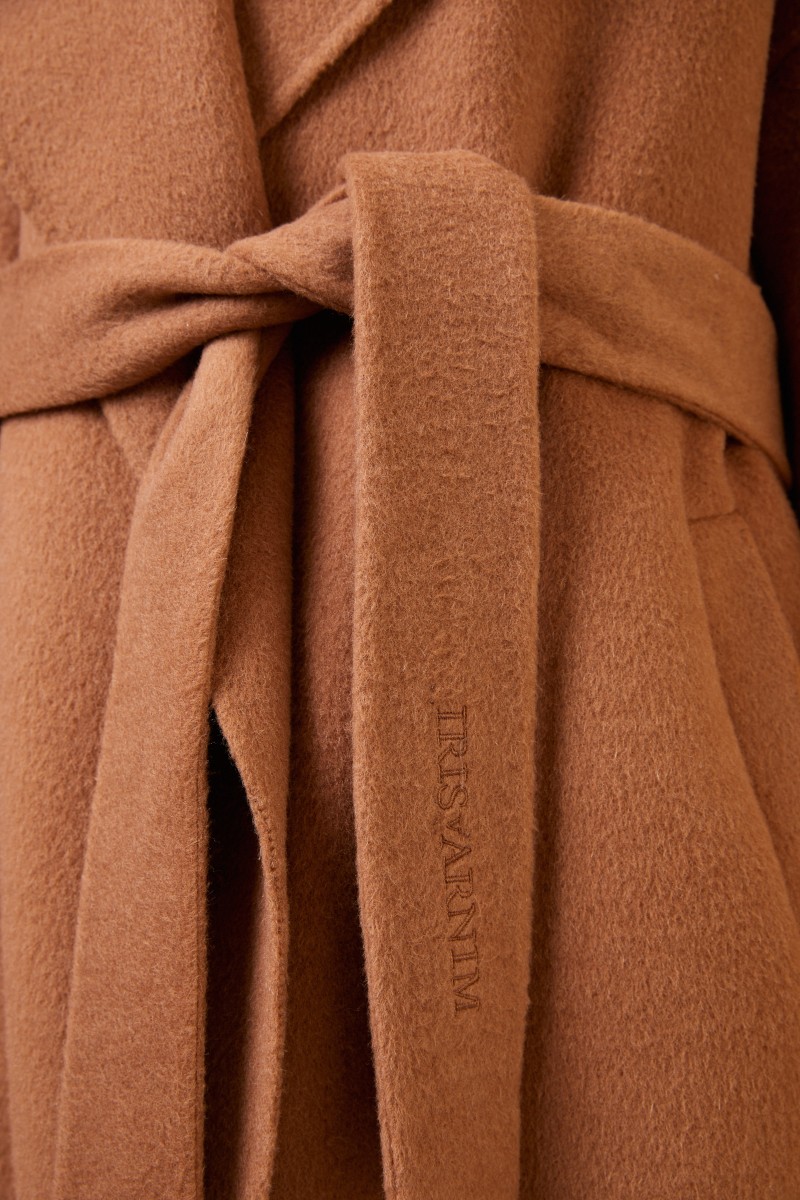 Woll-Alpaca-Mantel 'Benita' mit Gürtel Camel