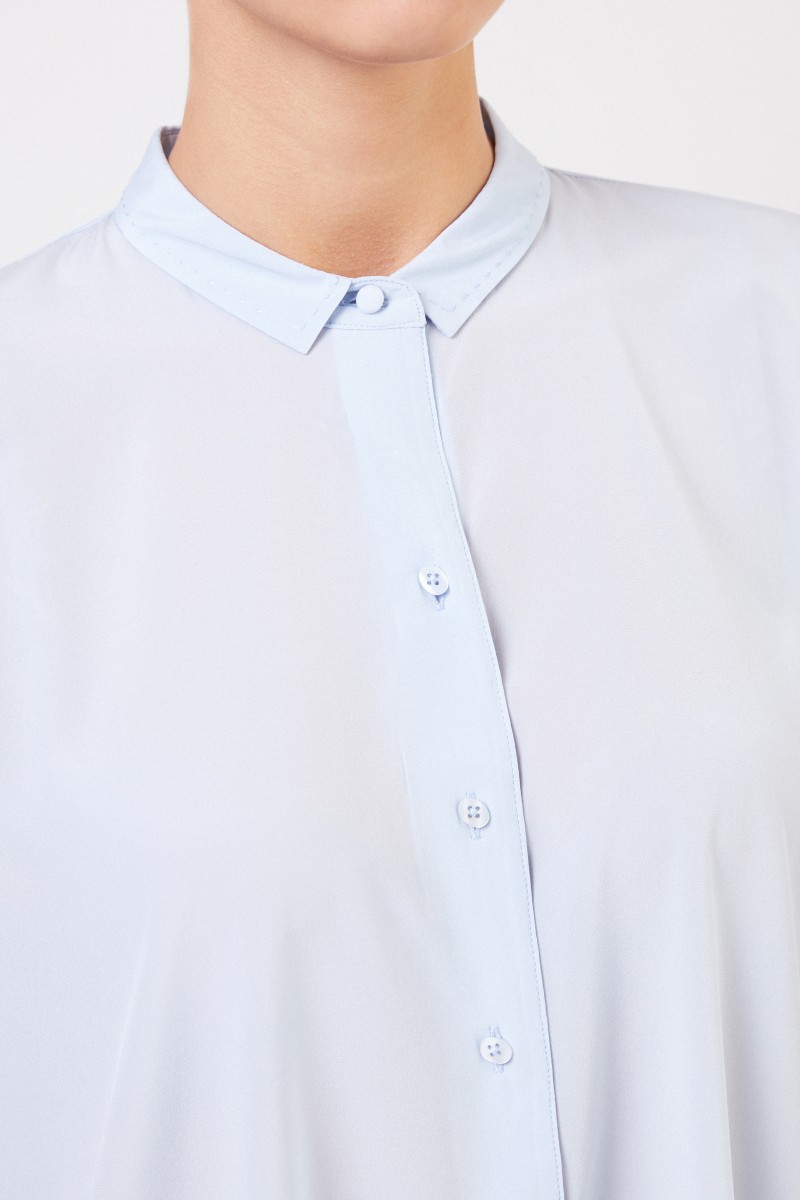 Steffen Schraut Seiden-Bluse mit Detail Hellblau
