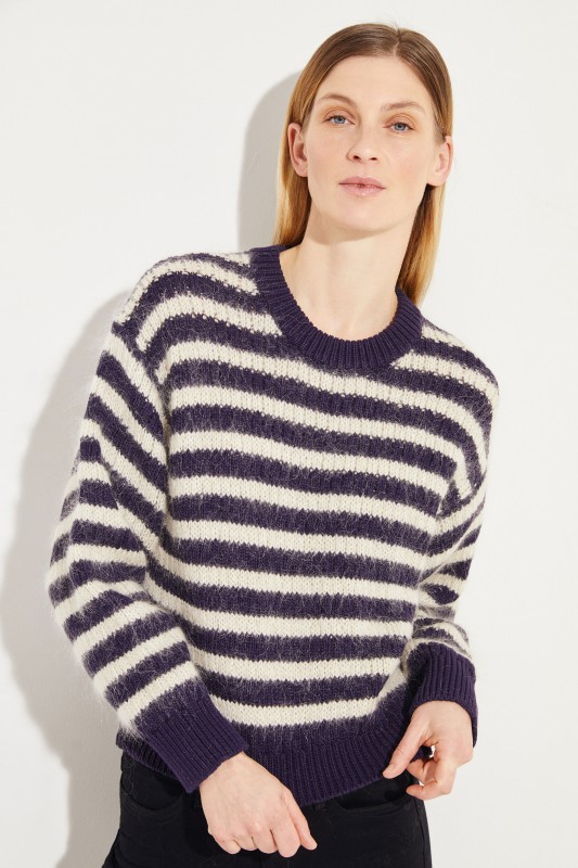 Gestreifter Pullover 'Kristen' Blau/Beige
