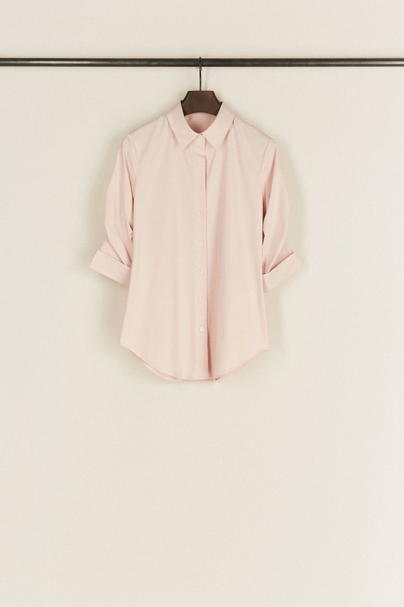 Bluse mit Raffungen Rosé