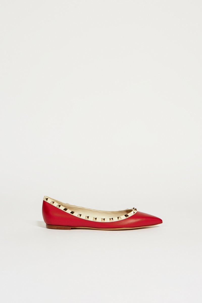 Nietenbesetzte Flats 'Rockstud' Rot
