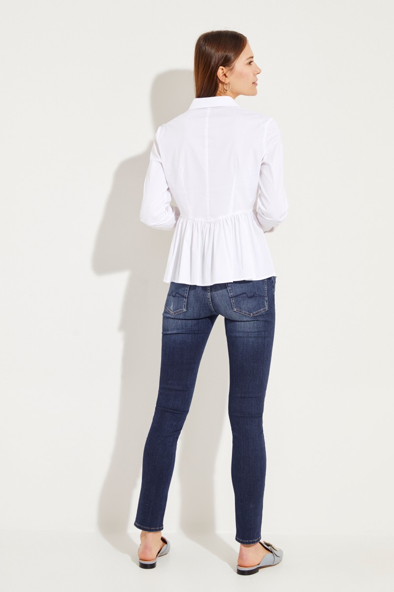 Baumwollbluse mit Schößchen Weiß