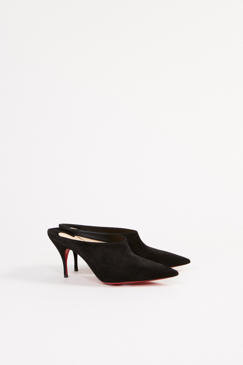 Christian Louboutin Veloursleder-Pump 'Quart 80' Schwarz