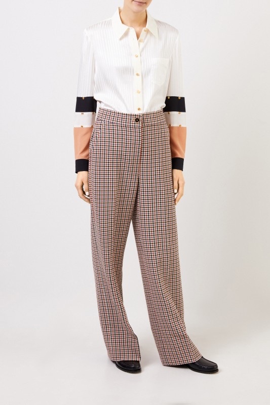 Tory Burch Seiden-Bluse mit Streifendetails Crème/Multi
