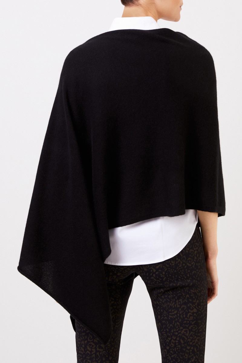 Cashmere-Poncho Schwarz