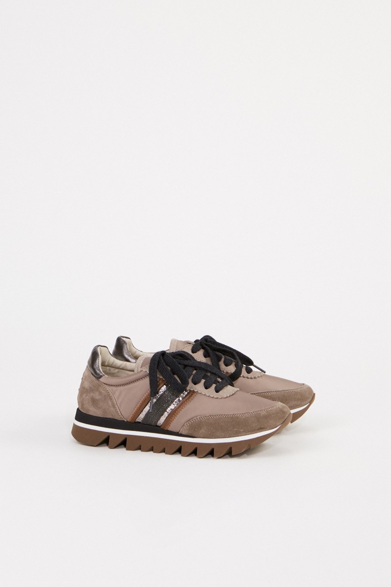 Brunello Cucinelli Veloursleder-Sneaker Taupe