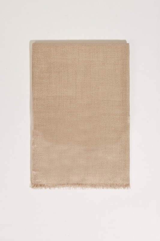 Cashmere-Seiden-Schal mit Lurexfäden Beige