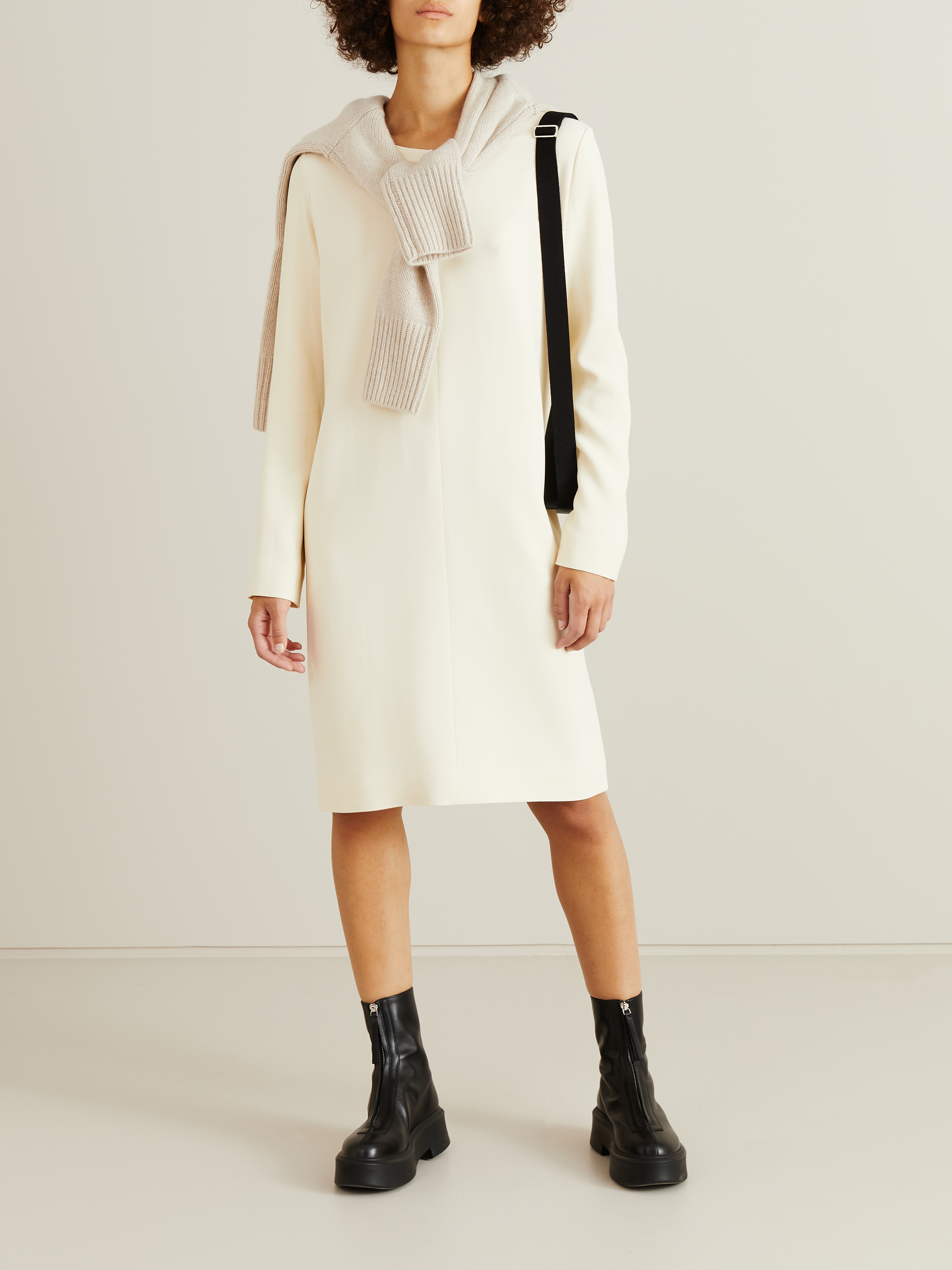 cream long sleeve dress