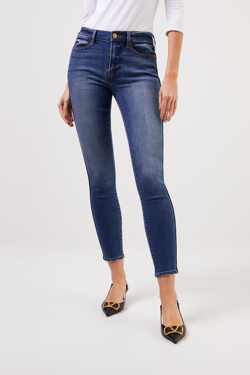 Frame Skinny-Jeans 'Le High Skinny' mit Detail Blau