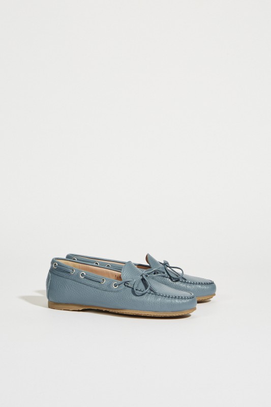 Leder-Schuh mit Schleife Blau