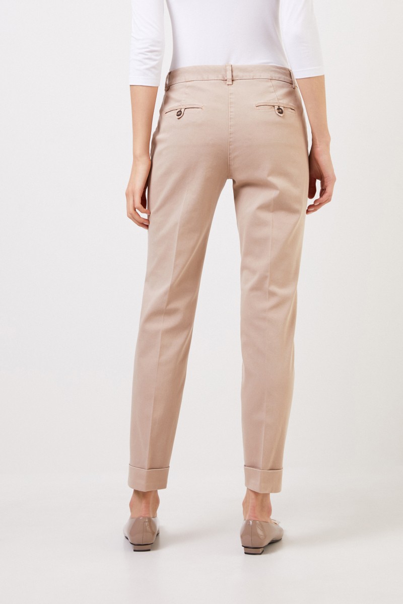 Cappellini Baumwoll-Hose mit umgeschlagenen Säumen Beige