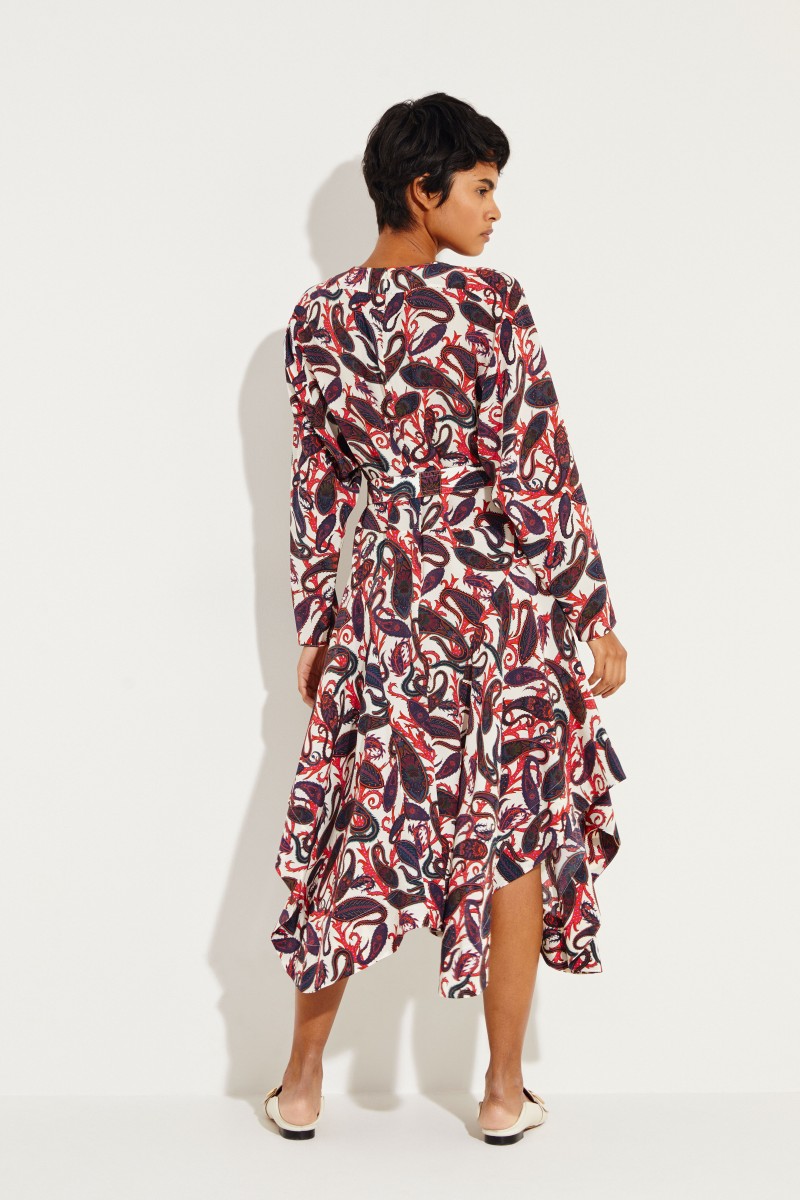 Seiden-Kleid mit Print Multi