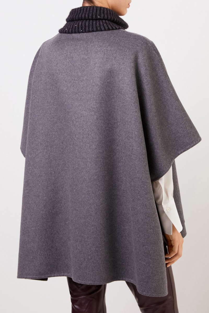 Fabiana Filippi Woll-Cashmere Cape mit Paillettendetails Anthrazit