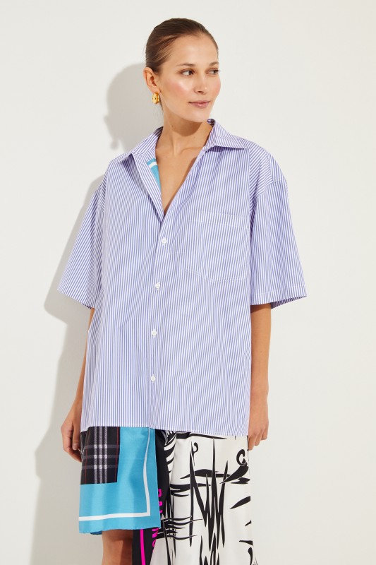 Oversized Hemdblusenkleid Multi