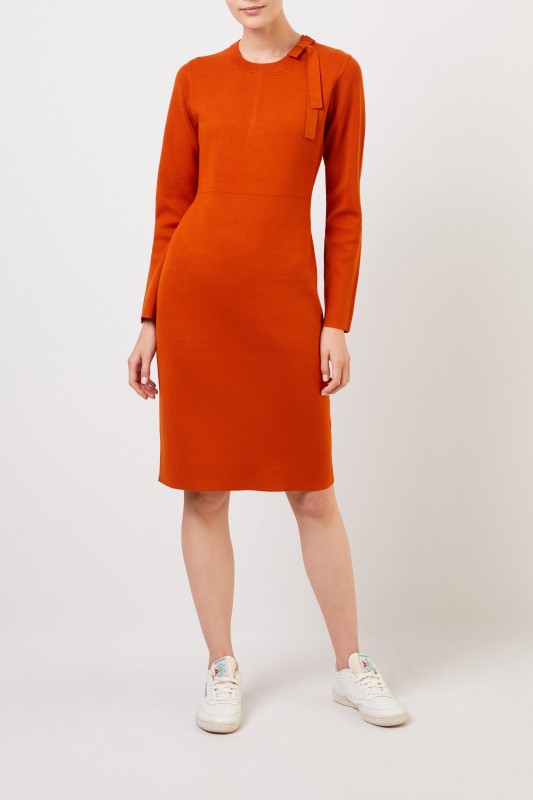 Steffen Schraut Midi-Strickkleid mit Schleifen-Detail Orange