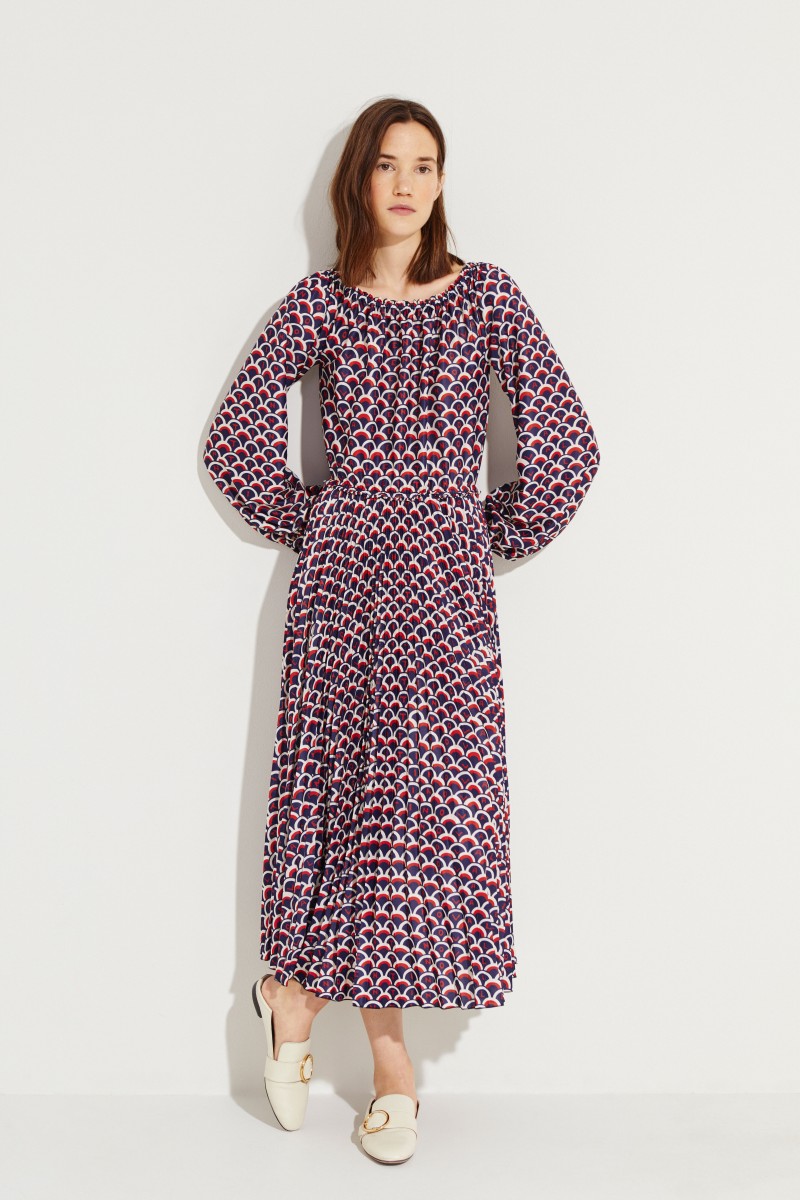 Langes Kleid mit Print Multi