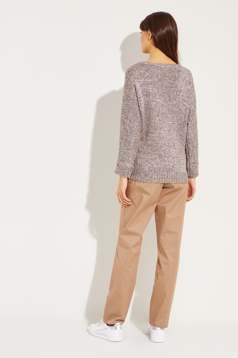 Oversize Pullover Silber/Beige