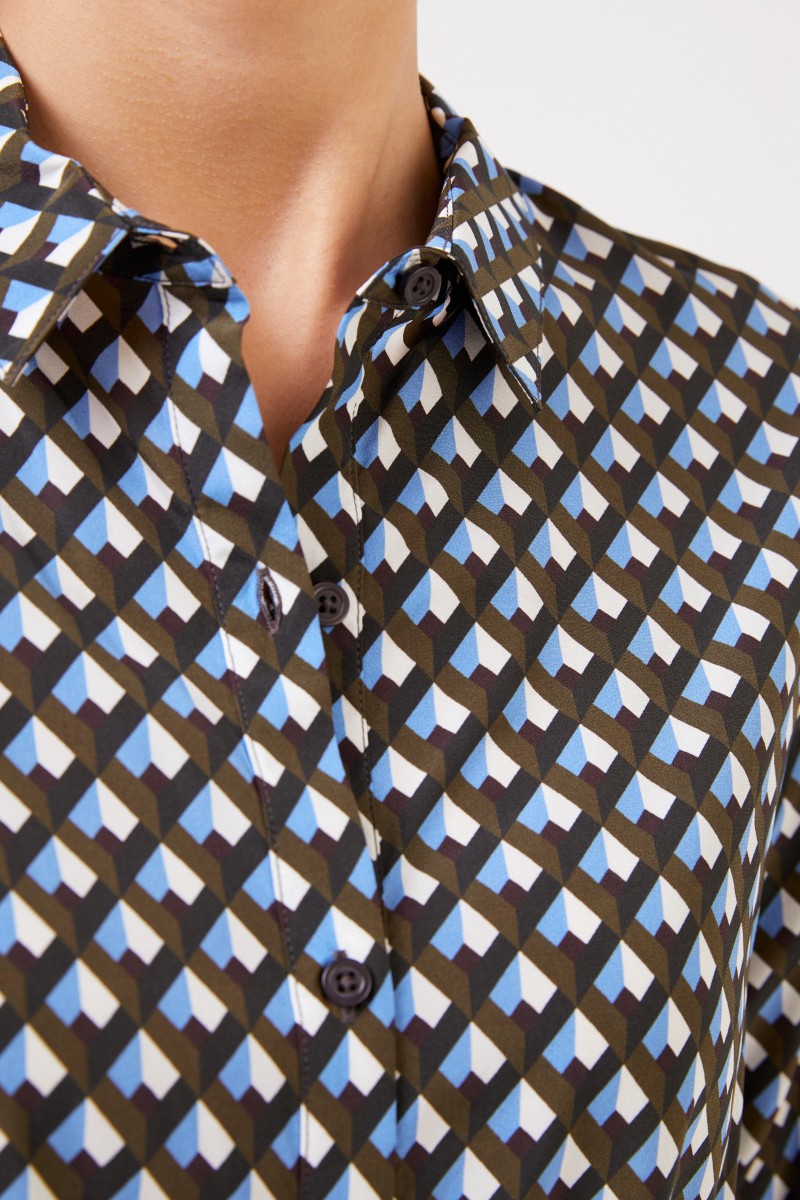 Steffen Schraut Gemusterte Seidenbluse mit Bindedetail Multi