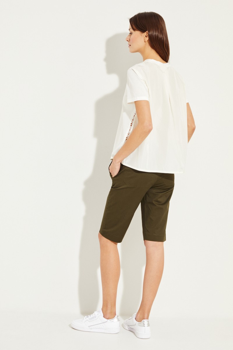 Baumwoll-Shirt mit rückseitigem Detail Crème