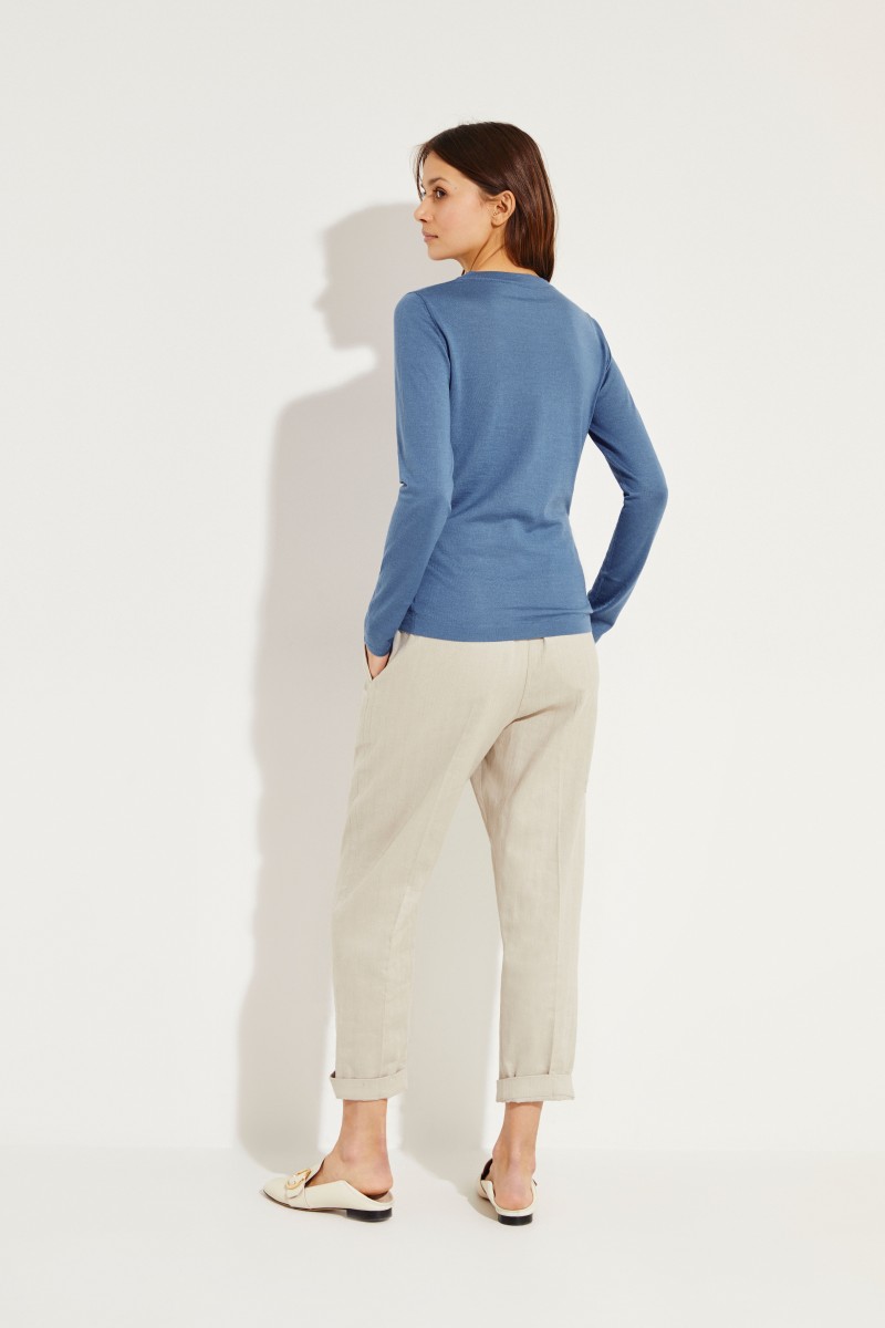 Cashmere-Seiden-Pullover Blau