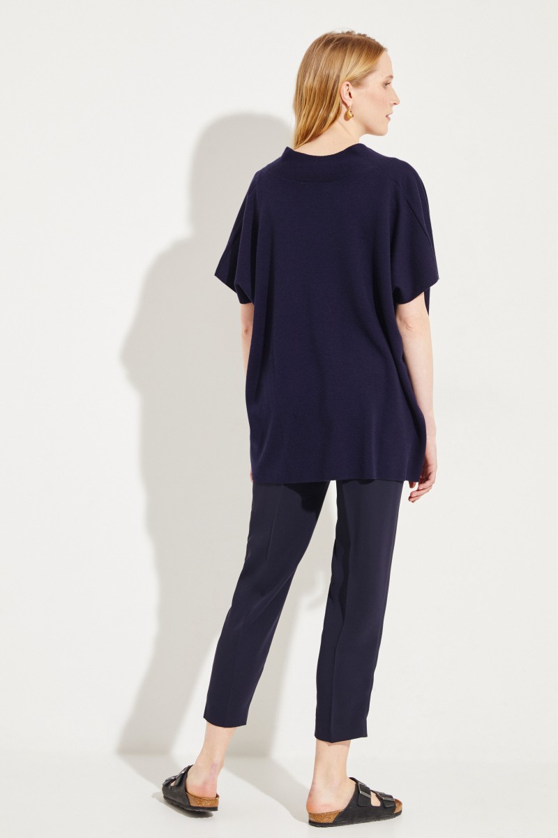 Oversize Woll-Tunika 'Milano' Marineblau