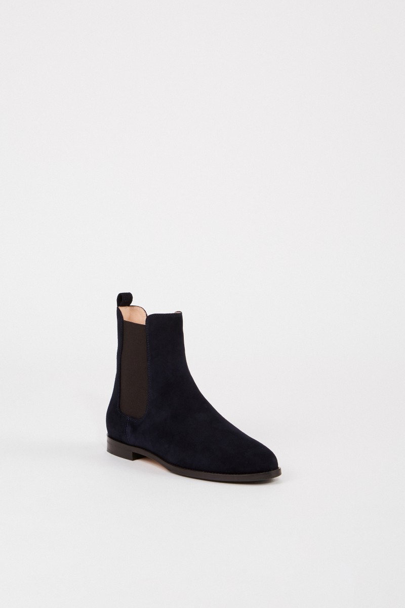 Unützer Veloursleder-Chelsea-Boot Marineblau
