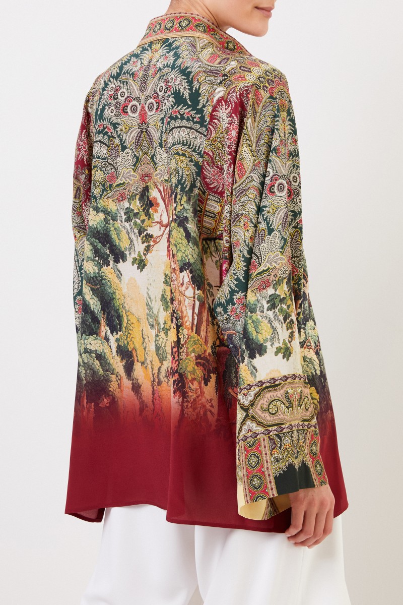 Seidenbluse mit Print Bordeaux/Multi