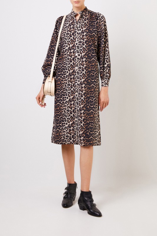 Kleid mit Leo-Print Multi