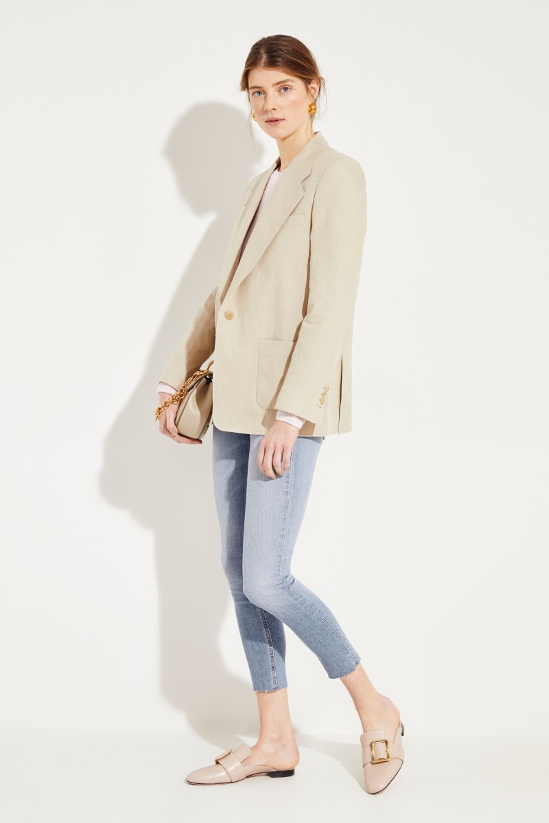 Leinen-Blazer Sand Beige