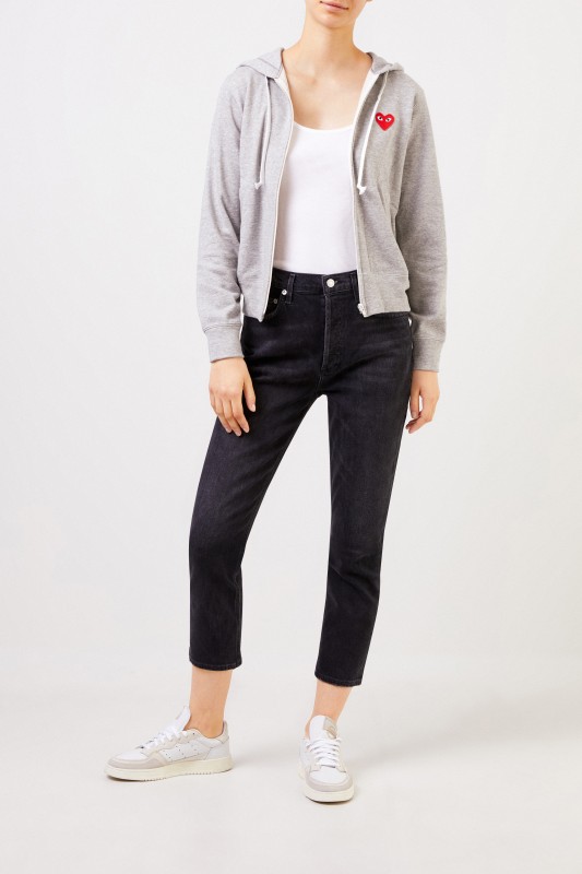 Comme des Garcons Play Sweatshirtjacke mit Herz-Emblem Grau