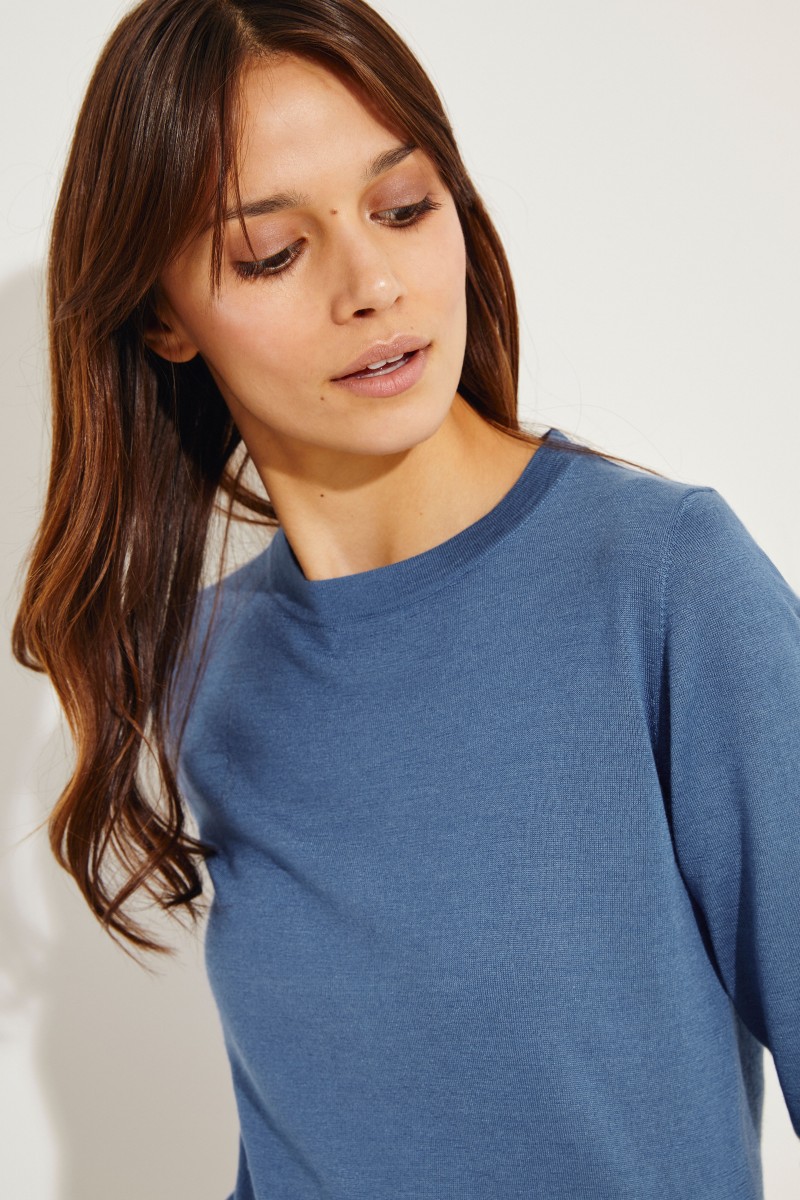 Cashmere-Seiden-Pullover Blau