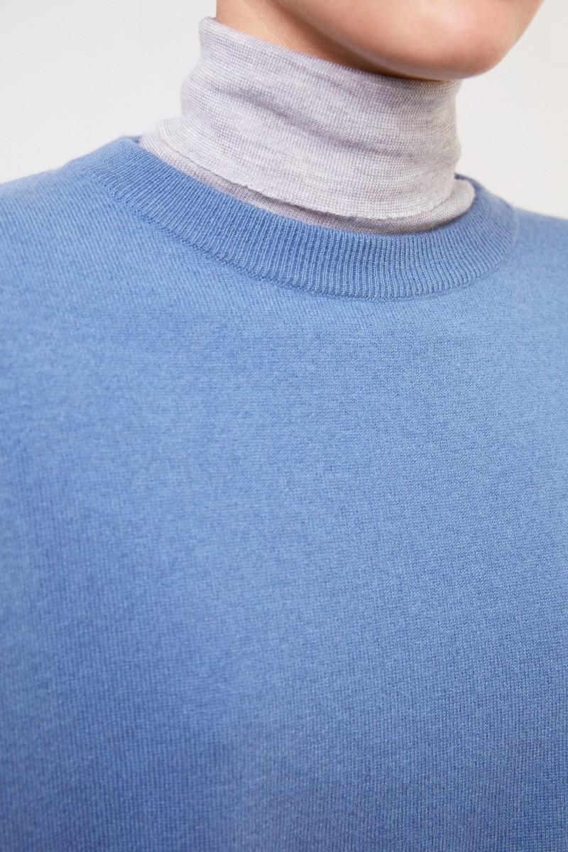 Brunello Cucinelli Cashmere-Pullover mit Perlenverzierung Blau