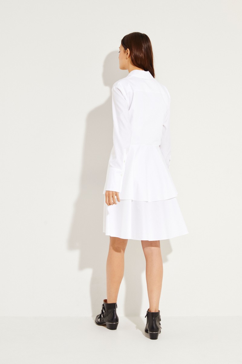 Hemdblusenkleid mit Bindedetail Weiß