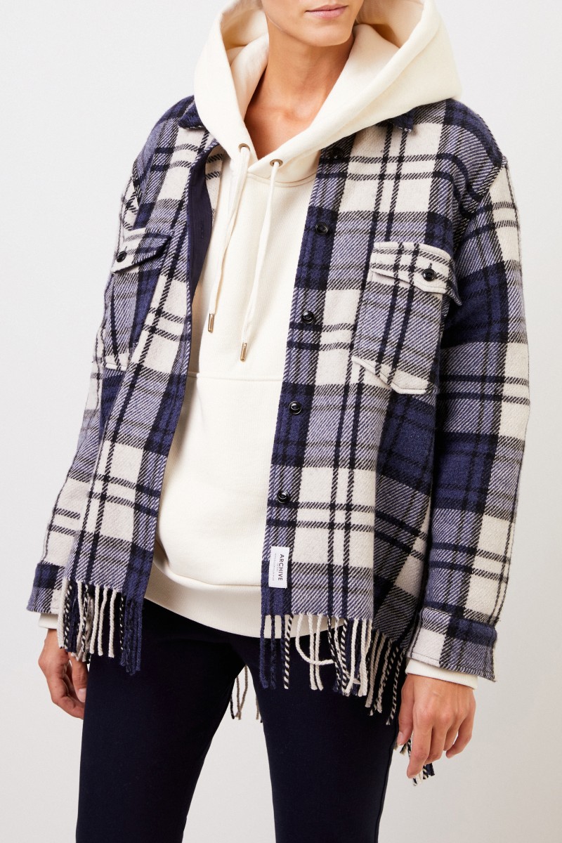 Woolrich Kariertes Hemd ' Explorer' mit Fransen Blau/Multi