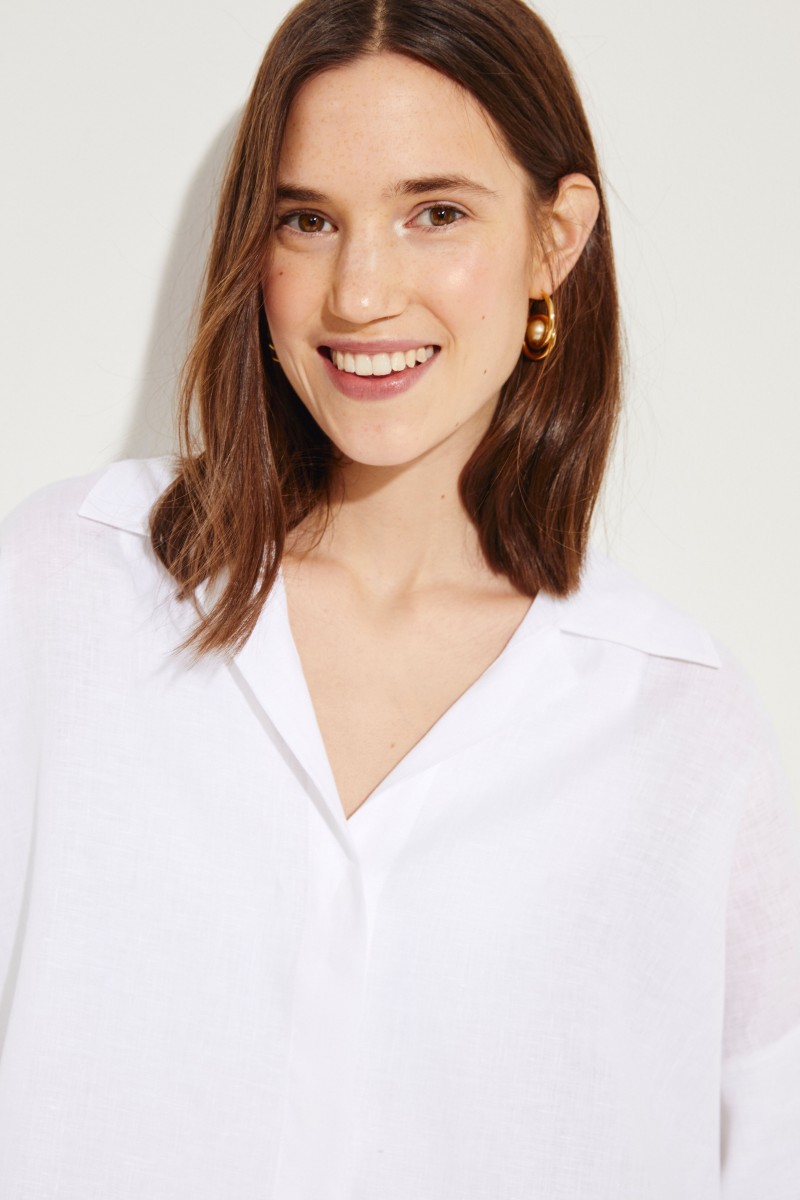 Oversize Leinen-Bluse Weiß