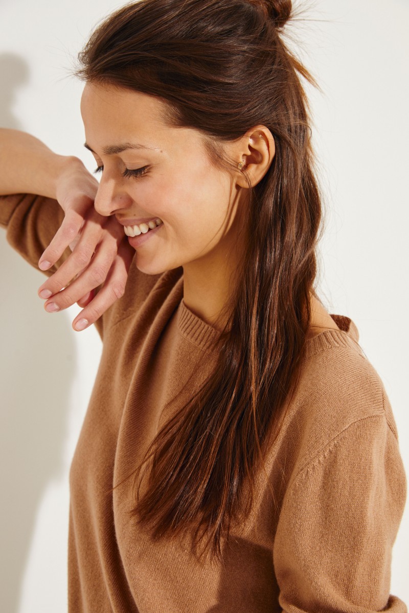Klassischer Cashmere-Pullover Caramel