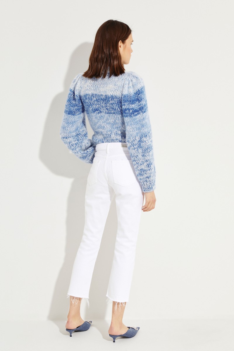 Cropped Jeans 'Helena' mit ausgefranstem Saum Blau