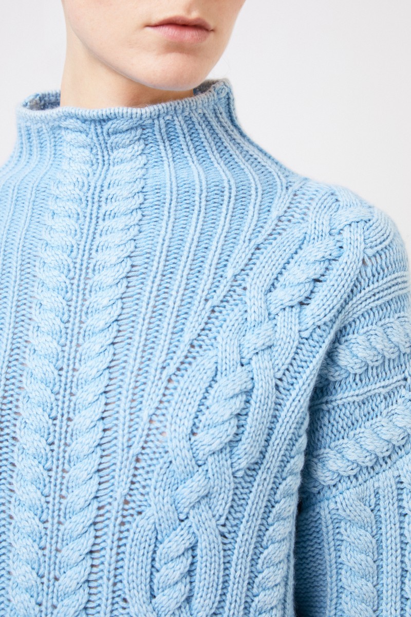 Cashmere-Pullover mit Zopfstrickmuster 'Fae' Blau