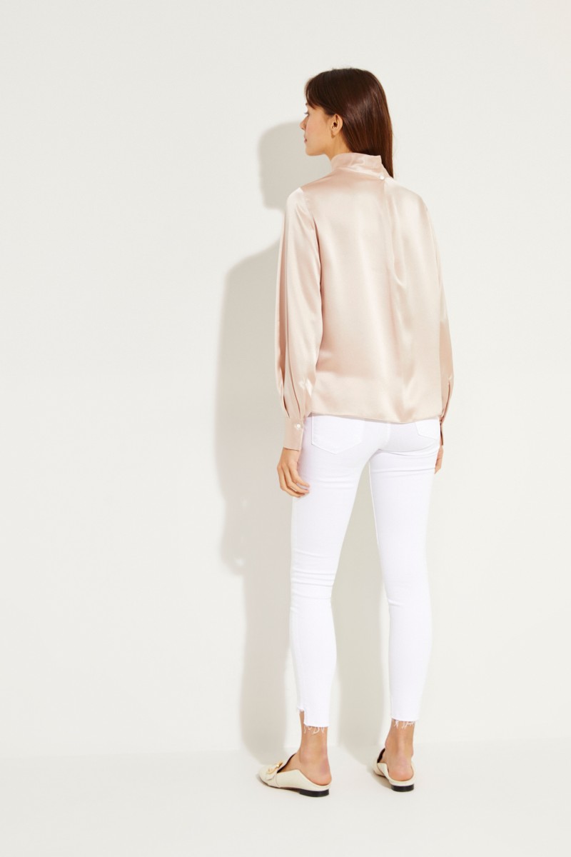 Seiden-Bluse mit Glanz Rosé