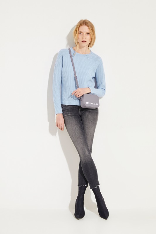 Rippstrick Cashmere-Pullover Blau
