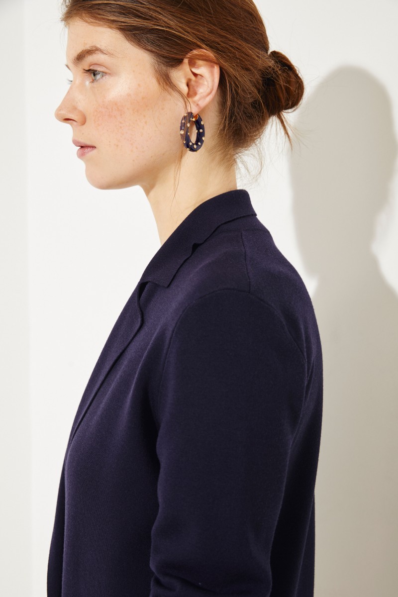 Langer Woll-Blazer Blau